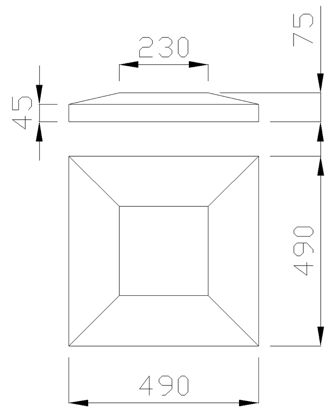 чертеж крышки на столб 490х490х75