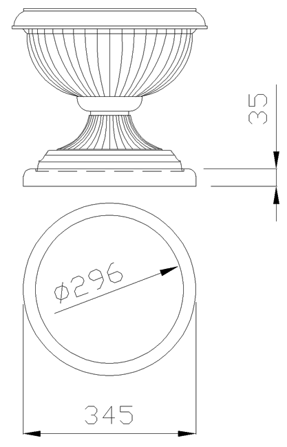 чертеж крышки на столб под вазон круглой диаметр 345 мм